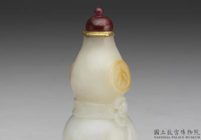 图片[3]-Jade gourd-shaped snuff bottle with a band and auspicious-character decoration, Qing dynasty, 18th century-China Archive